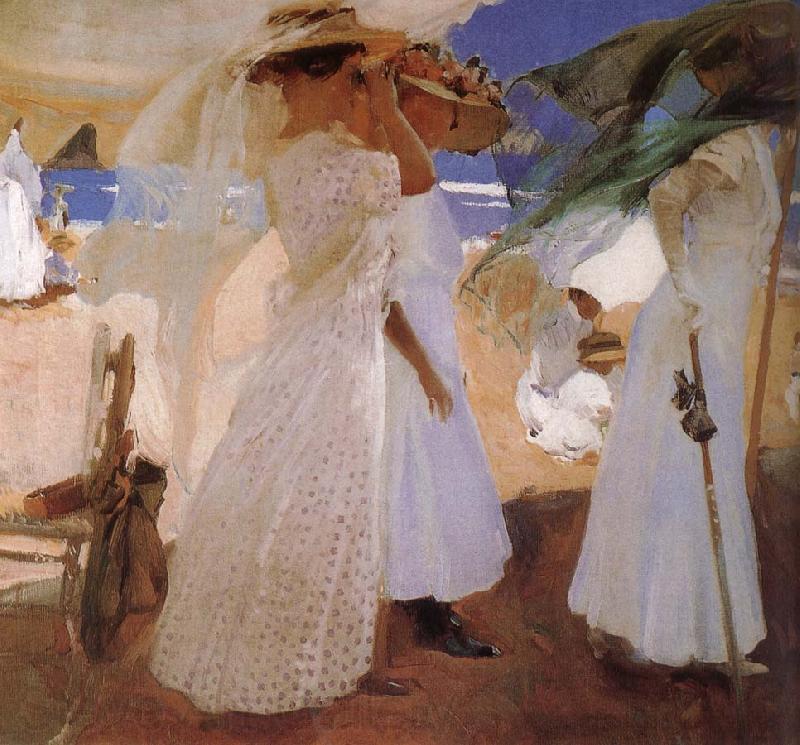 Joaquin Sorolla On the beach Norge oil painting art